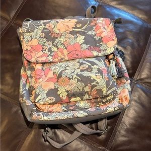 Sakroots Olympic Convertible Backpack Charcoal Flower Power